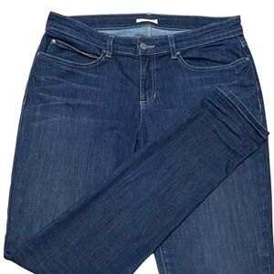 Eileen Fisher Slim Leg Organic Cotton Stretch Jeans Dark Indigo Quiet Luxury 10